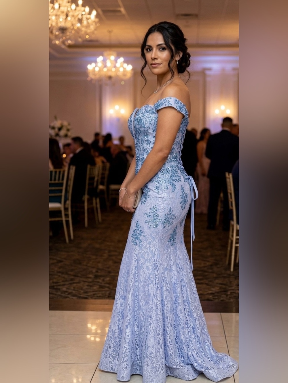 Lace Mermaid Prom Dress Size M